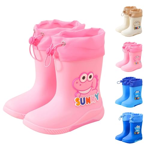 Boys Girls Dinosaur Rainboots Easy-On Lightweight Waterproof Rubber Boots Adjustable Outdoor Playing Rain Boots