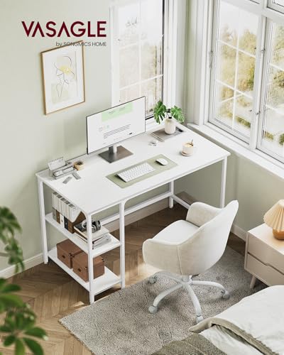 VASAGLE Scrivania per Computer, Scrittoio, 120 x 60 x 76 cm, Moderno, Tavolo da Lavoro, per Ufficio Camera da Letto Soggiorno, Bianco Acero LWD047W44 - Immagine 1