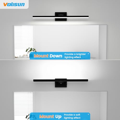 VOLISUN Modern Bathroom Vanity Light 31.5 inch, Rotatable, 18W Dimmable 5CCT Led Bathroom Light Fixture Over Mirror, Black Bar Vanity Light for Bathroom Mirror Cabinets-ETL Certificated by VOLISUN - Image 7