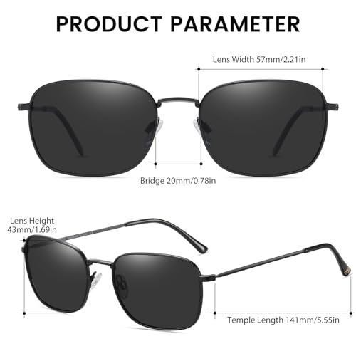 Image of DUCO Square Sunglasses for Men Women Polarized Driving Sun Glasses UV400 Protection Retro Shades DC3038