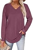 WIHOLL Pullover Sweaters for Women Long Sleeve Casual Fall Tops Shirts Slim Fit Plum S Purple WIHOLL Pullover Sweaters for Women Long Sleeve Casual Fall Tops Shirts Slim Fit Plum S Purple