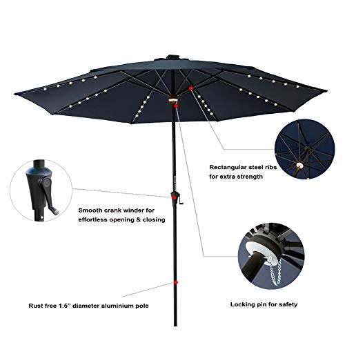 image for C-Hopetree 11 ft Outdoor Patio Market Umbrella with Solar LED Lights -