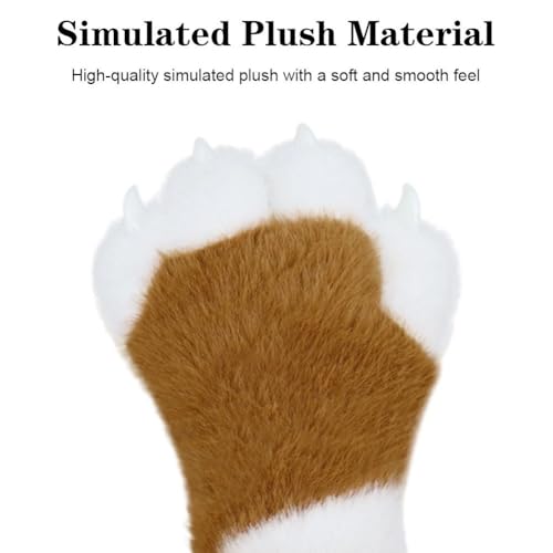 Guantes de felpa para Halloween con garras de animales y accesorios de fiesta 6