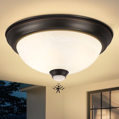 FANDBO Motion Sensor Outdoor Ceiling Light with Remote, Dusk to