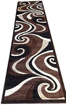 Modern Contemporary Runner Area Rug Brown Carpet King Design 144 2 Feet X 7 Feet 3 Inch