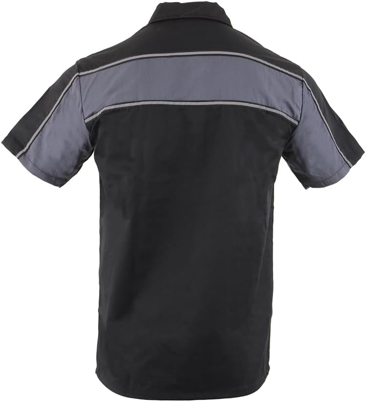 Miniatura 6 de Camisa de mecánico de motocicleta de manga corta reflectante en dos tonos negronaranja y negrogris para hombre