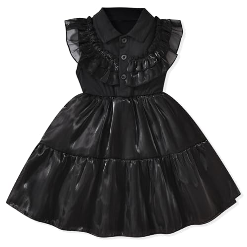 Unutiylo Baby Girls Halloween Dress Sleeveless Ruffle Black Party Tutu Dress 6M-4T