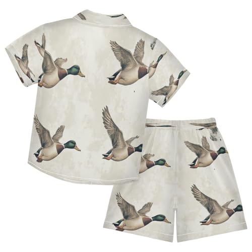 Boccsty Mallard Ducks Flying Boy Summer Shorts Sets Hawaiian Toddler Boys T-Shirt & Pants 2 Pcs 3T2