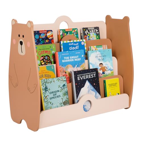 Image of OOOK Solid Wood Pine Montessori Bookshelf, 4 Tier Nursery Book Shelves, Kids Bookshelf for Classroom, Durable Book Shelf for Kids Rooms, Perfect for Playroom, Bedroom, Study Living Room, Nursery