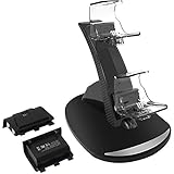 Charger with 2 X 1200mAh Rechargeable Battery Pack for Xbox One Controller, Dual Fast Charging Station Dock for Xbox One/Xbox One X/Xbox One S Wireless Controller with Rechargable Batteries