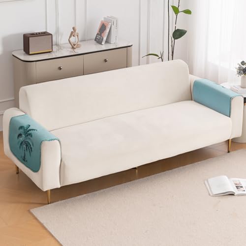 Image of HOKIPO HeavenHue Fleece Backed Sofa Armrest Cover 2 Pc, Island Breeze