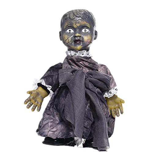 KKING Kids Christmas Creepy Doll Toy, Toy Haunted Scary Talking Walking Doll Halloween Glowing Props with Sound