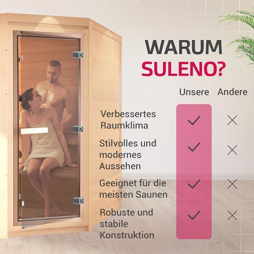 Suleno® Hochwertige Saunatür mit Zarge | Komplettset | 70 x 190 cm | Robuste Konstruktion | Inklusive Holzgriff - Demmelhuber (Bronze)