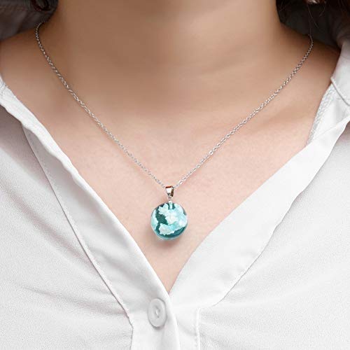 Caiyao Blue Sky White Cloud Sea Bird Snow Mountain Luminous Resin Transparent Ball Pendant Necklace Creative Funny Jewelry For Women Men Gift-Cloud #TOP2