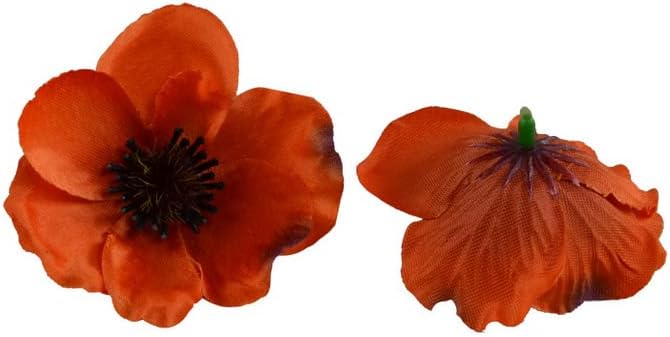 Rikyo 100 pcs Artificial Silk Poppy Anemone Flower Heads Autumn Fake Flower,Vase Fillers,Corsages for Wedding Decor,Nursery Wall,Archway Decor Wreath Garland Cake Ornaments,7cm Heads (Orange) - Image 4