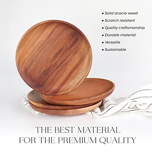 Fanichi Dinner Plates (Set Of 4-10Inch) Wooden Plates, Solid Wood Plates, Unbreakable Classic Plates, Easy Cleaning & Lightweight For Dishes Snack, Dessert, Housewarming, Christmas Gift #TOP3