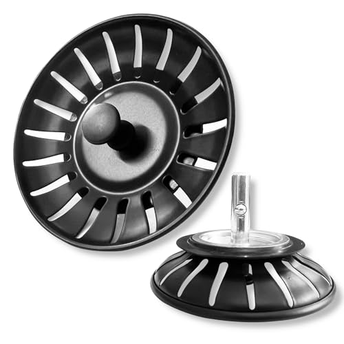 SHFYFHS 1 Stück Küchenspüle Sieb, Spülbecken Siebkörbchen Edelstahl Spülbecken, Edelstahl Spülbecken Sieb Stopper, Abflussstopfen, Siebkörbchen Spüle,für Küchenspüle Sieb Antiblocking 78mm (schwarz).
