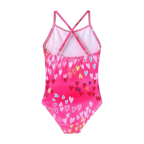 Image of iLover Girls Sparkle One Piece Swimsuits Crossback Swimwear Beach Bathing Suit with Adjustable Strap 4-10 Years