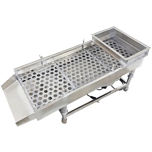 TECHTONGDA Straight Vibrating Sieve Screen Shaker Electric Linear Sifter Machine Stainless Steel One Layer One Motor 20mm Screen Size 11.8×29.5inch 110V
