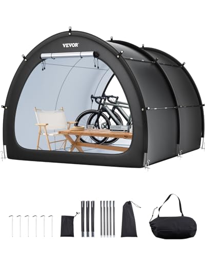 VEVOR Outdoor Bike Storage Tent, Fan-Shaped & Waterproof, Fits 5+ Bicycles, High-Strength Fiberglass, Dual Zippers