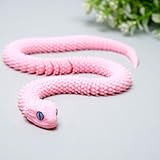 3D Printed snake Model,Flexible Realistic Articulated Animal Fidget Toys,Mystery Figurines Gifts for Easter,Executive Desk Funny Décor and Festival Collectible,Easter Basket Stuffers (Pink-qingshe)