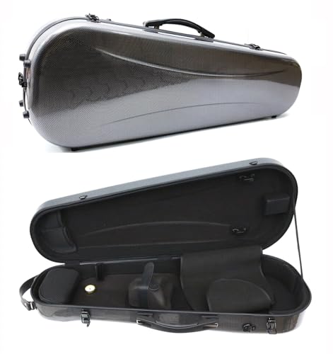 Estojo de viola de fibra de carbono rígido – Caixa de viola leve forte de 38,5 cm (preta)