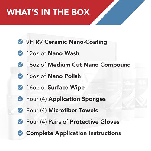 Glidecoat Rv Ceramic Coating Top Kit (500Ml) 30Ft - 9H Ceramic Coating Kit With Nano Ceramic Coating & Hydrophobic Coating - Complete Detailing Supplies W/ Rv Ceramic Coating, Nano Polish + More! #TOP2