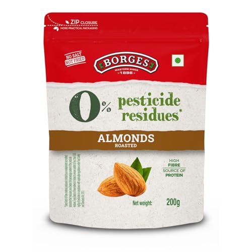 Image of Borges ZPR Almonds - Roasted with Skin 200 gm | Zero Pesticide |Premium Spanish Variety | Crunchy & Rich Flavour