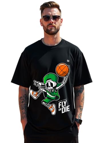 Image of RodZen Men's Cotton Round Neck Printed Oversized Loose Fit T-Shirt