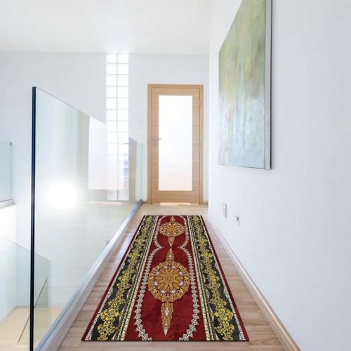 Alfombra de pasillo larga vintage con acabado clásico resistente 6