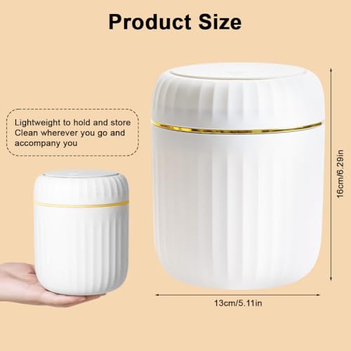Image of HASTHIP Small Dustbin With Lid - Mini Desktop Trash Can Pop Up Tiny Tabletop Garbage Can Portable Small Dustbin Wastebasket for Bathroom Vanity, Desktop, Tabletop (Round Press - White)