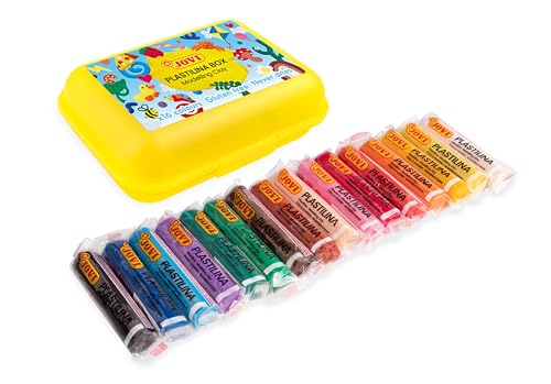 Jovi - Estuche Amarillo de Plastilina - Set con 16 Colores Variados, barritas de 15 Gramos, sin Gluten, plastilina para niños y niñas de 3 años (P232)