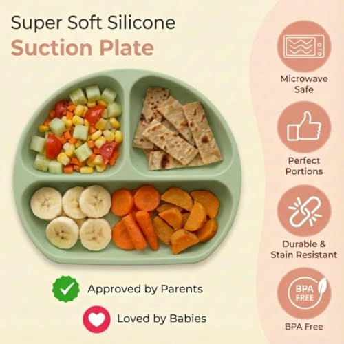 Image of a baby cherry - Suction Plates for Baby & Toddler | Silicone Plates for Babies | BPA Free | Divided Plate for Kids Self Feeding 6~24 Months