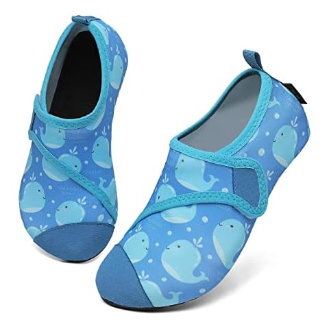SAGUARO Badeschuhe Kinder Schnelltrocknend Aquaschuhe Mädchen Wasserschuhe Jungen Schwimmschuhe rutschfest Schwimmbad Strand Blau Gr.34/35 EU Cover