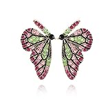 FOESSD Butterfly Earrings - Big Stud Earrings Retro Colorful Crystal Butterfly Wings Statement Earri