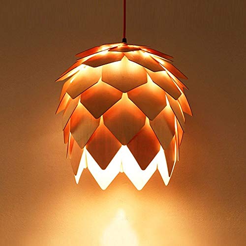 Preisvergleich Produktbild Holz Tannenzapfen Kreative Pendelleuchte Höhenverstellbar E27 Helle Kronleuchter Modernen Stil Restaurant Dekoration Hängelampe Hause Beleuchtung Droplight for Schlafzimmer Küche Esszimmer iDWX