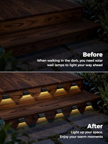 Lampe Solaire Exterieur IP65 Étanche - Applique Murale LED pour Escalier Marches Cour Jardin (8)