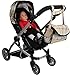 Mommy & Me Babyboo Doll Pram Foldable Doll Stroller with Basket, Convertible Seat, Adjustable Handle, Swiveling Wheels, and Free Carriage Bag - Beige Plaid
