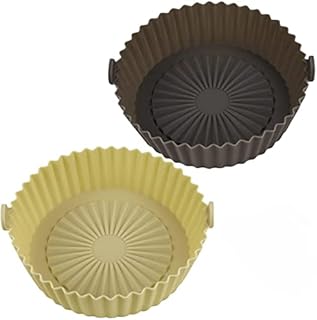 6.5 inch Air Fryer Silicone Pot, 2 Pairs Silicone Air Fryer Liner, Reusable Non-Stick Air Fryer Liners Mats, Air Fryer Accessories for Oven, Microwave Cake Baking Pans, Home Kitchen Air Fryer Basket