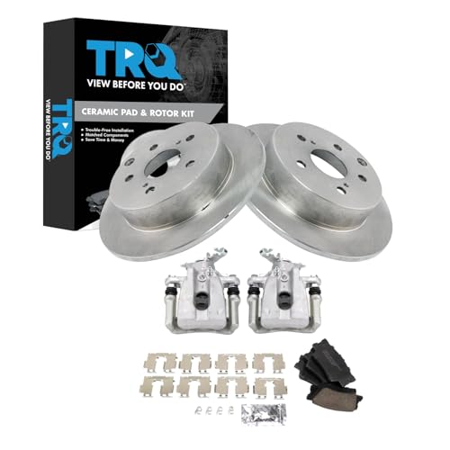 Image of TRQ Rear Brake Pad & Rotor Kit Ceramic Compatible with 2009-2010 Pontiac Vibe 2009-2013 Toyota Matrix