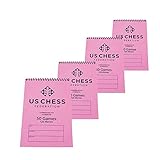 US Chess Federation Commemorative Spiral Chess Scorebook - Pink - 120 Moves/Game (4 Pack)
