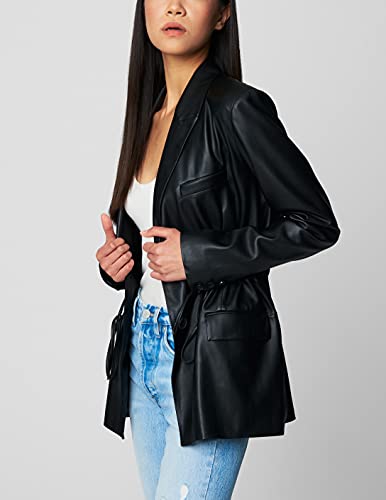 [BLANKNYC] Womens Vegan Leather Blazer with Drawcord Waist, Comfortable Coat & Stylish Jacket3