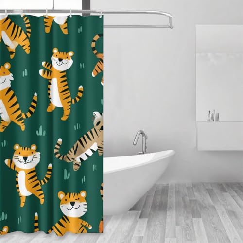 Rideau de douche tigre mignons 150x180 cm imperméable lesté lavable