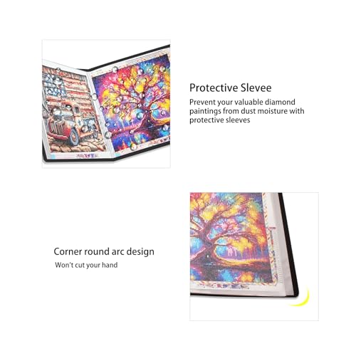 Image of Diamond Art Storage Book with Accessories Painting Storage for Diamond Painting Kits, Tools & Supplies Album 15.7x15.7inch Art Collection Binder Book Square Folder 40x40cm(Black)