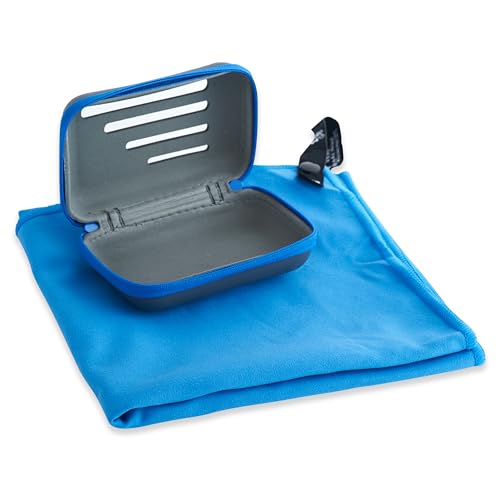 Spanner In The Works® | Gym Towel - Travel Towel Quick Dry, Anti Bacterial, Holiday Essential, Great Gym Gift, Blue, Microfibre, Includes Bag, Size (80x40cm, 32x16)