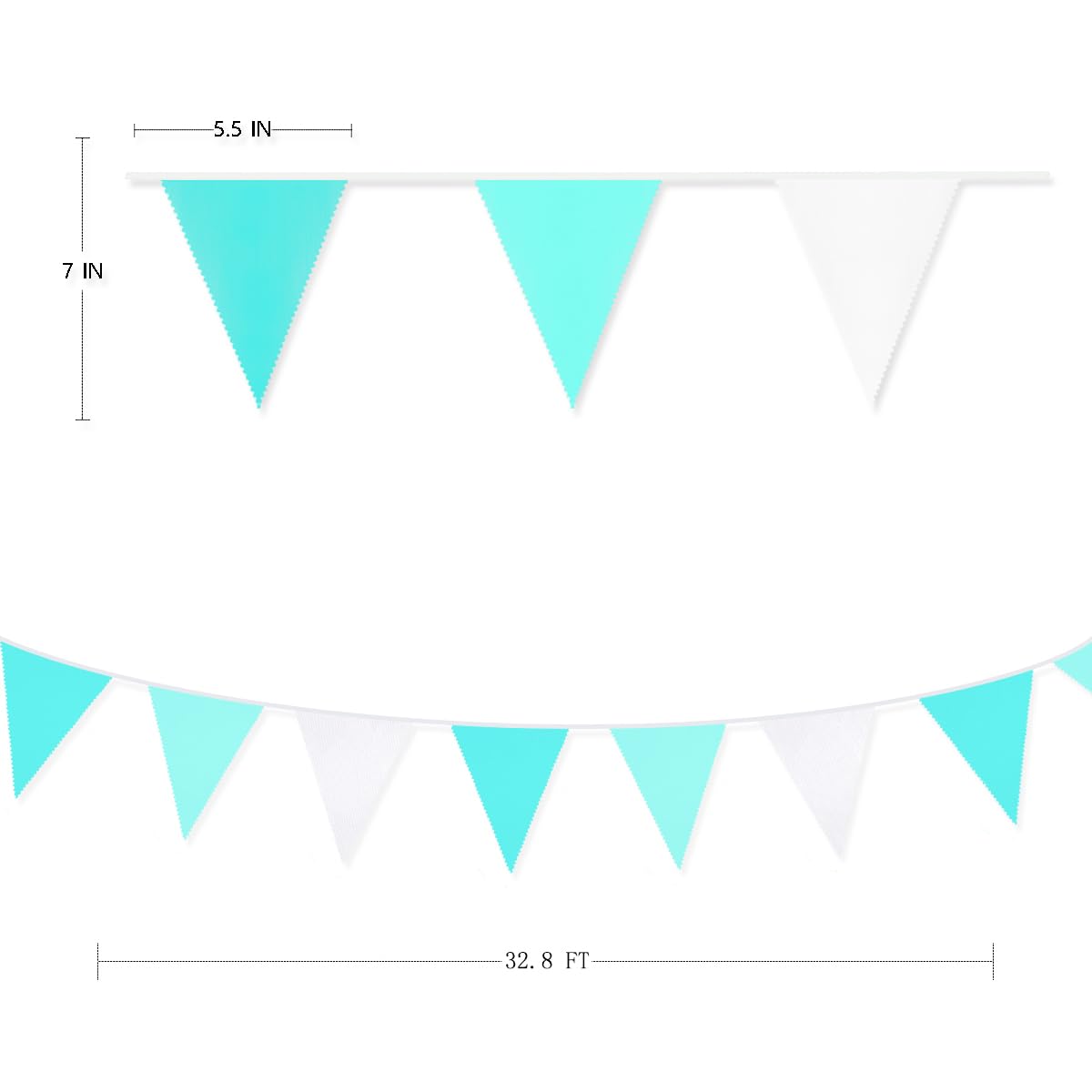 10 m langes, aquamaringrünes Banner, Party-Dekoration, Dreieck-Flagge, Wimpelkette, Stoffgirlande für Hochzeit, Geburtstag, Verlobung, Brautparty, Babyparty, unter dem Meer, Party, Festivals,