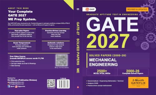 Image of GATE 2027 Mechanical Engineering | Year-wise Solved Papers (2000-2026) | 27 Years PYQ in Exam Order | MCQs, NTQs & MSQs with Detailed Solutions | Build Exam Temperament | GATE ME PSU Prep