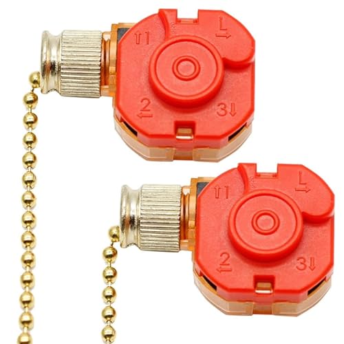 2Pcs Ceiling Fan Pull Chain Switch, 3 Speed Fan Chain Pull, Easy-to-Install for Wall Lamps, Cabinet Light, Home|Dimmers
