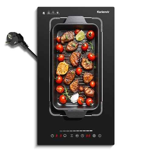Karienvir Placa induccion 2 fuegos con enchufe, Placas de Induccion Zona Flexible 30cm 3500W, 9...