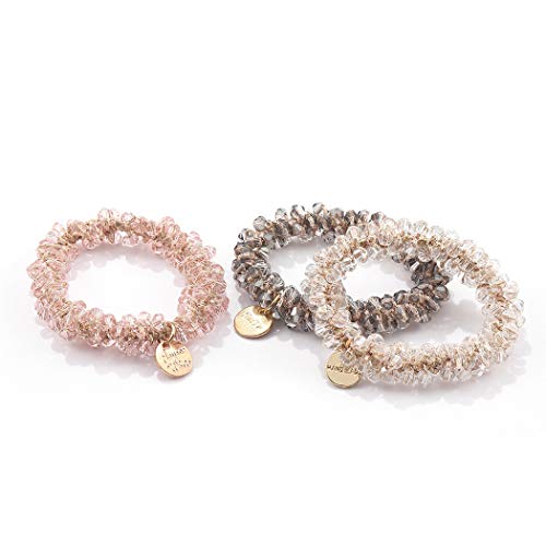 Brinie Hair Ties White Elastic Hair Scrunchies Crystal Hair Bands Bead Ponytail Holders Hair Accessories For Women And Girls (Pack Of 3) #TOP6